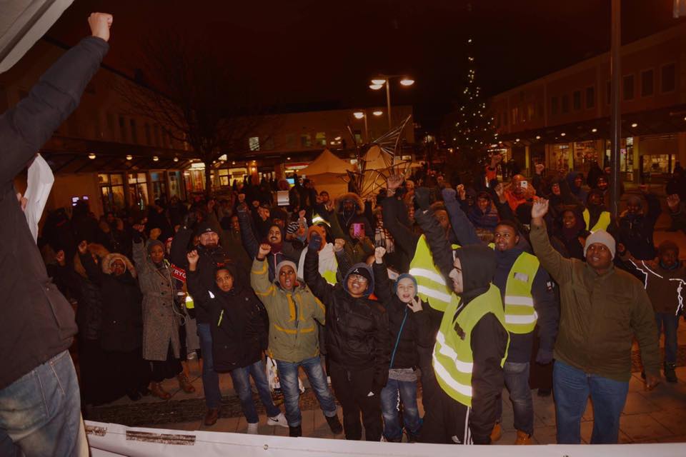 Från Förorten mot vålds demonstrationer i Rinkeby i december. Bild: FMVs Facebooksida