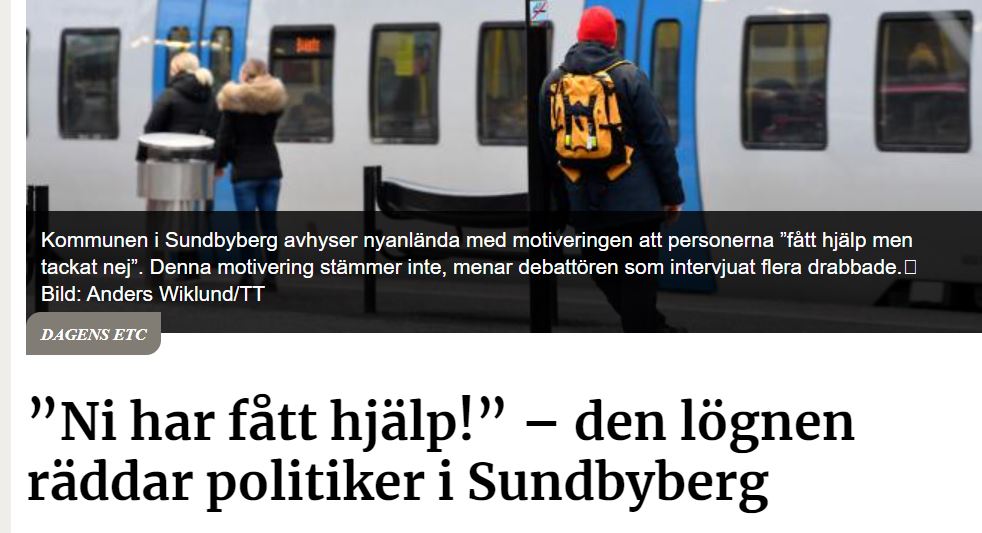 ETC: ”Ni har fått hjälp!” – den lögnen räddar politiker i Sundbyberg
